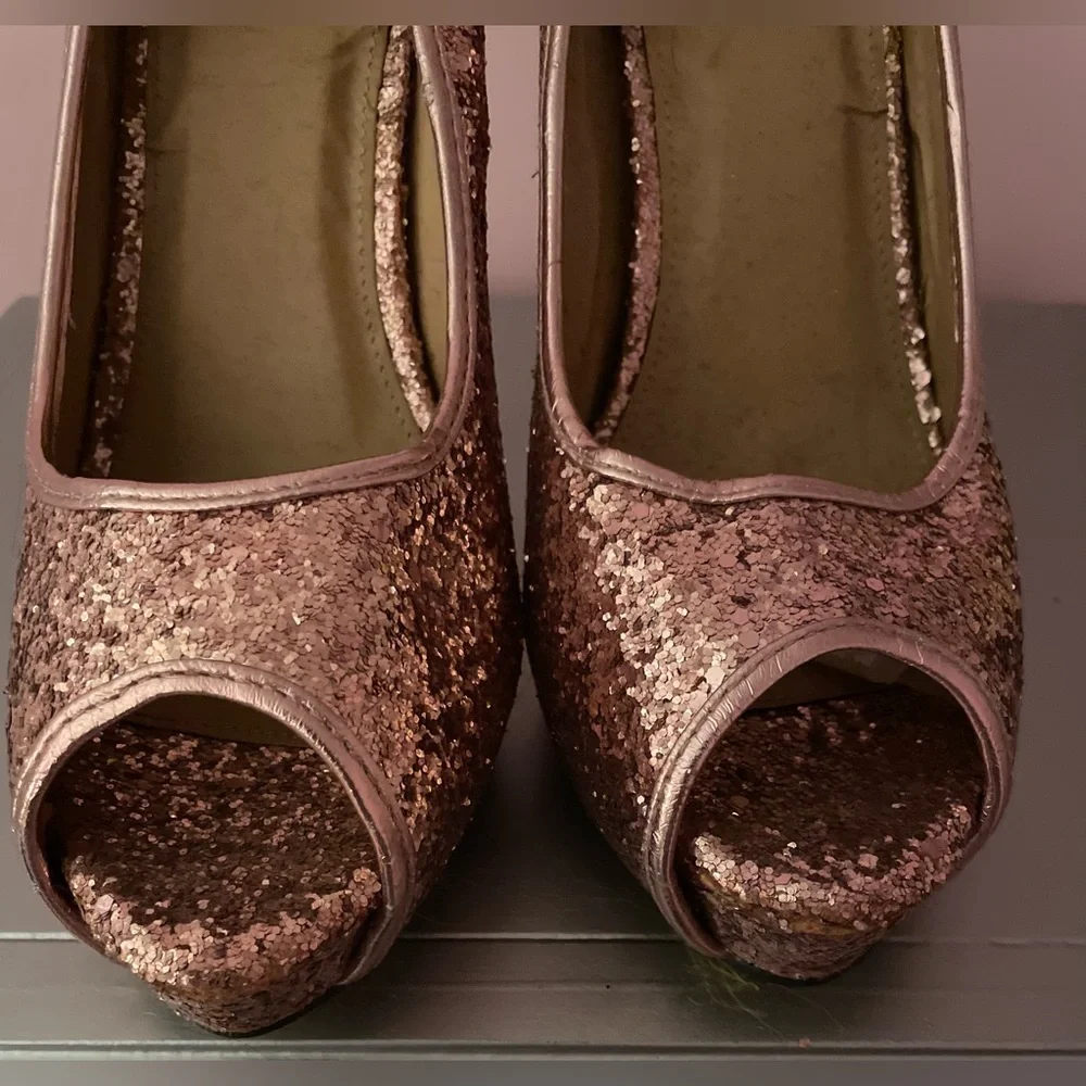 Glitter Peep-Toe Heels - Picture 2 of 4